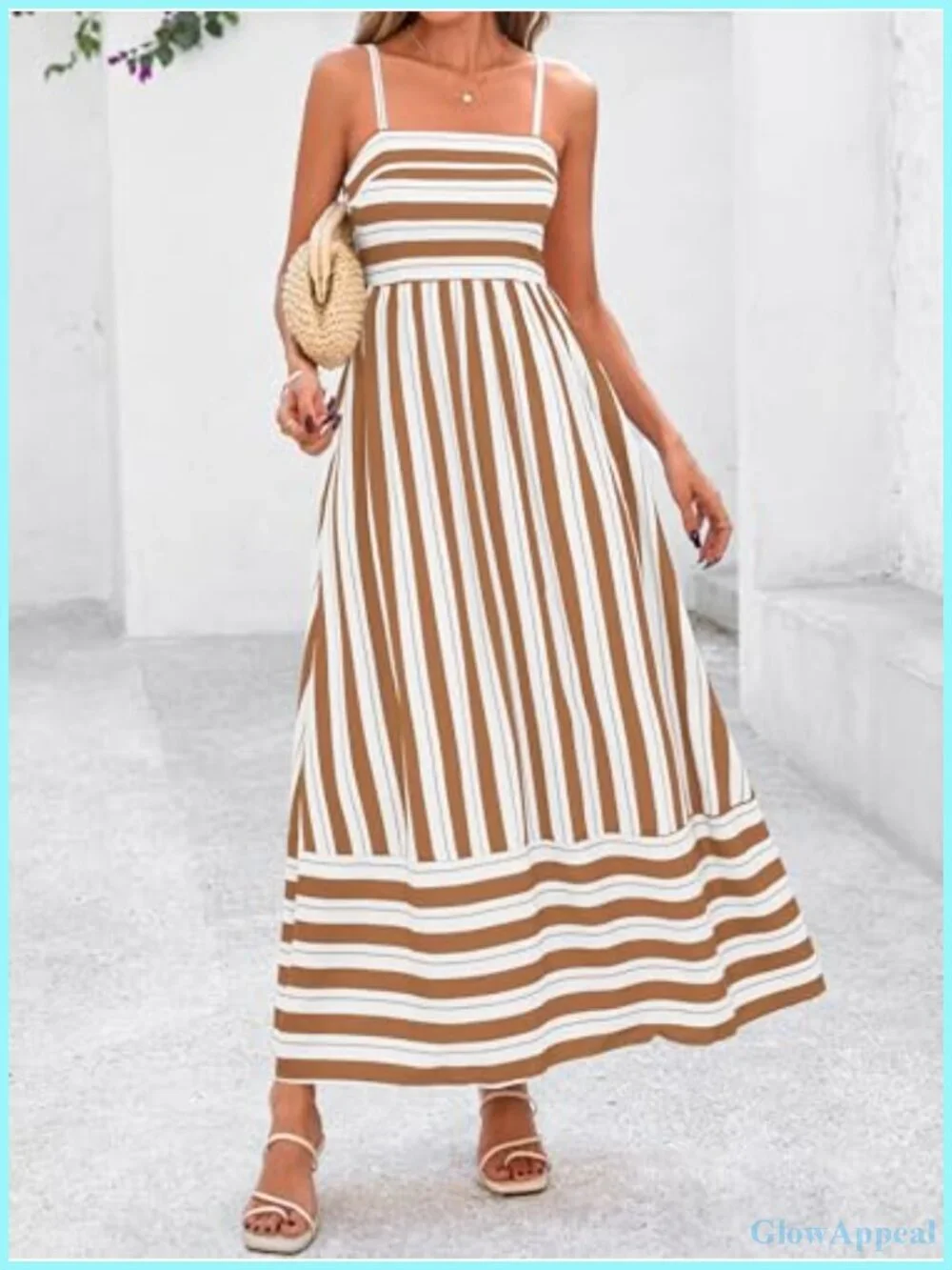 Spaghetti Strap Boho Floral Maxi Dress Viscose Square Neck Smocked Back